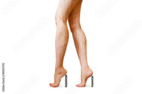 polygonal female legs standing on tiptoes full color with a heel
