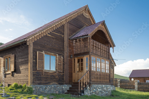 Modern wooden house with decorative elements