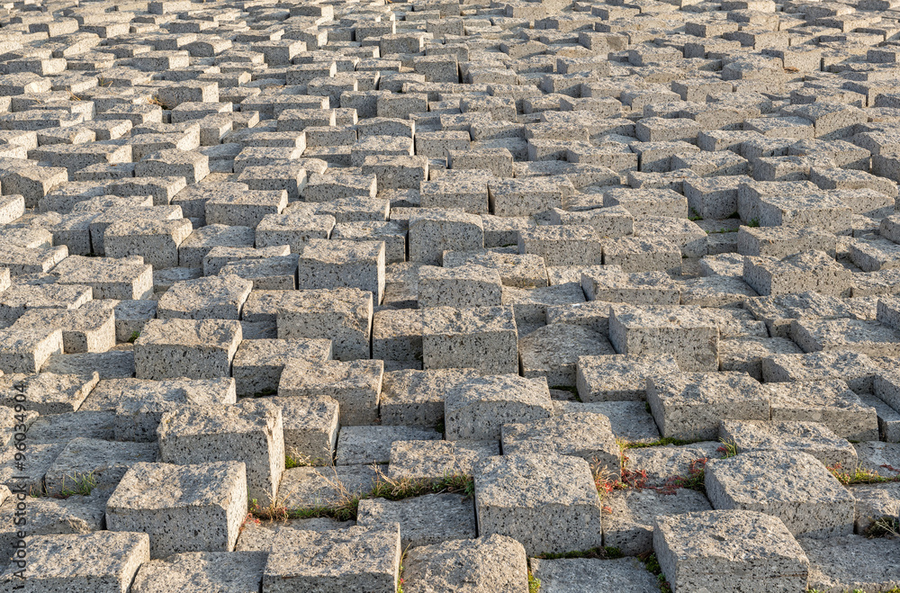Stacked Stone pavement with different height.