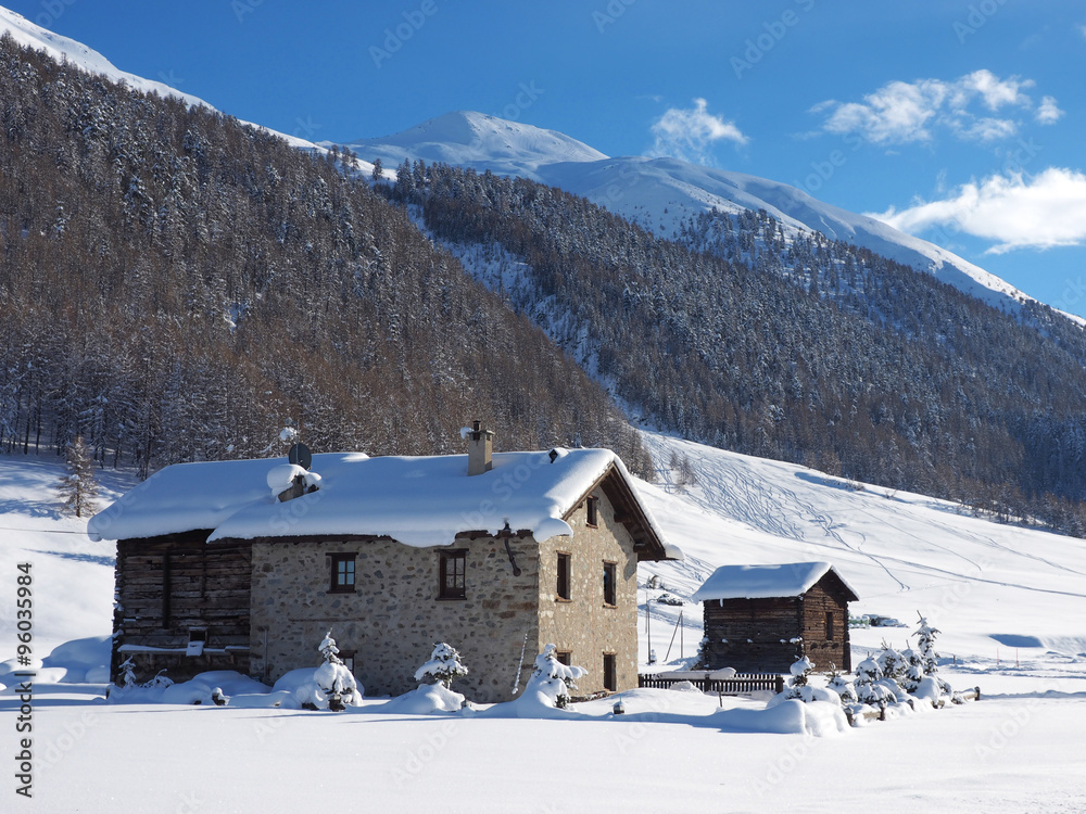 Winter in the alps village, Italy