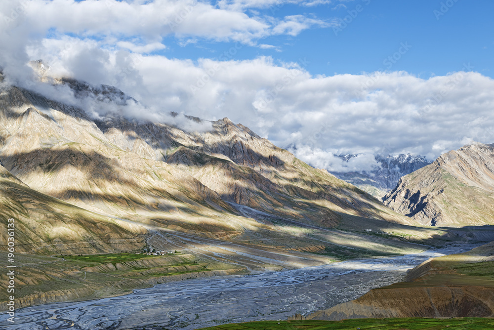 Spiti valley aerial view landscape