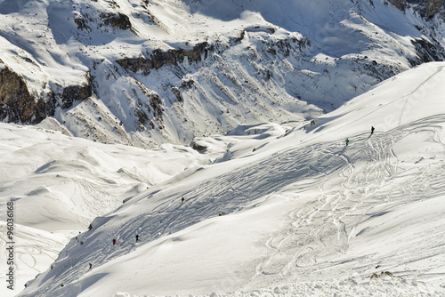 Alpine freeriding group of people have fun