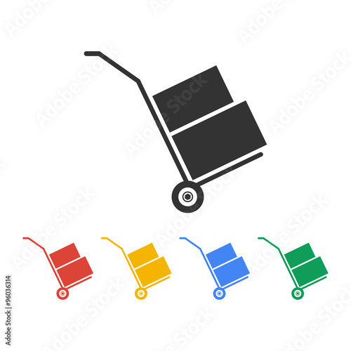 wheelbarrow for transportation of cargo, web icon.