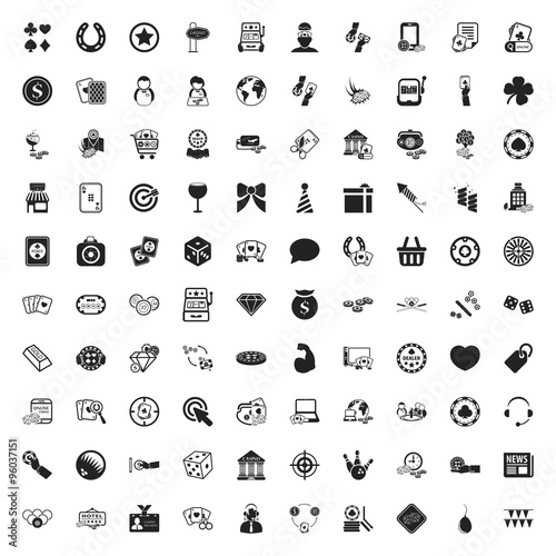 casino 100 icons universal set for web and mobile flat