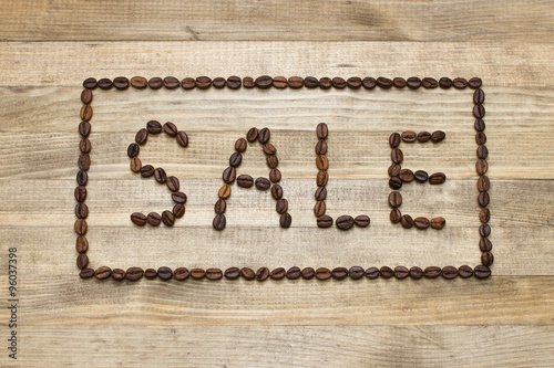 advert sale made of coffee beans