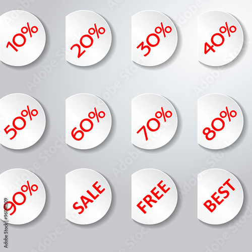 Paper Stickers on grey background