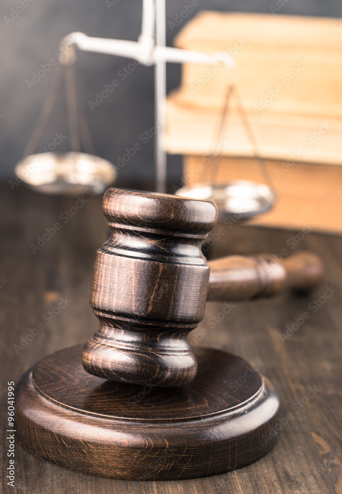 Wooden gavel on table Wooden gavel on table