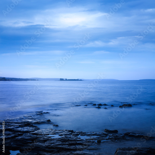Peaceful Sea Landscape. Long Exposure. Calm Water.