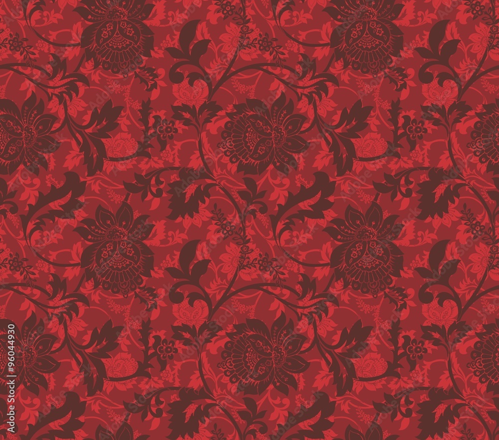 Red Ornamental Flowers Seamless Pattern Red Ornamental Flowers Seamless Pattern