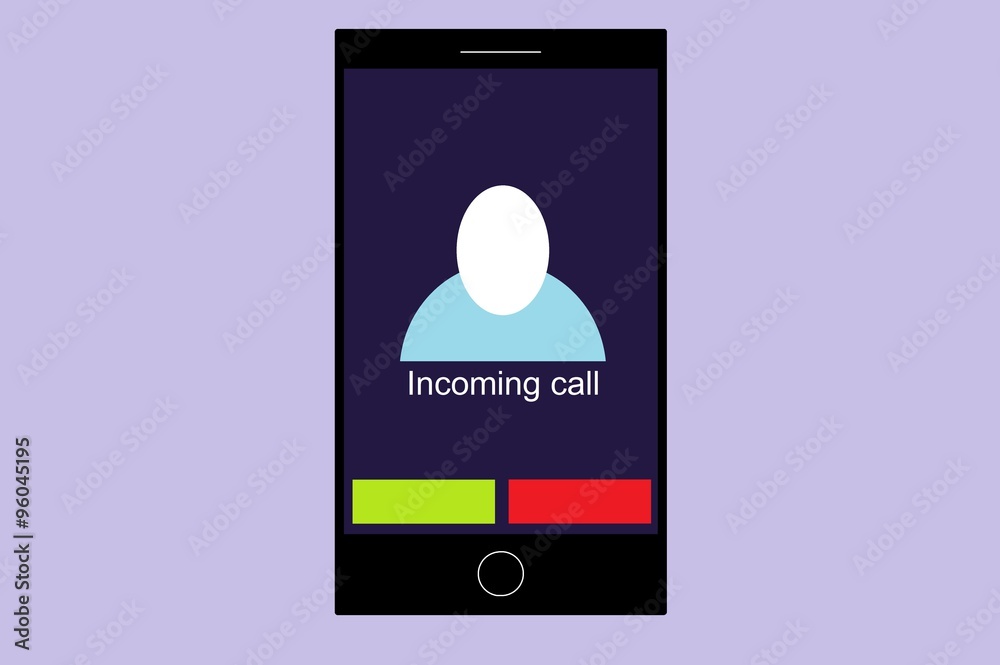 Smartphone with an incoming call Smartphone with an incoming call