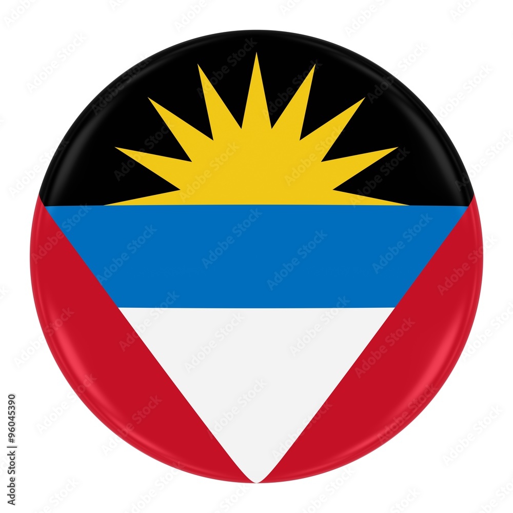 Antiguan and Barbudan Flag Badge - Flag of Antigua and Barbuda Button Isolated on White Antiguan and Barbudan Flag Badge - Flag of Antigua and Barbuda Button Isolated on White