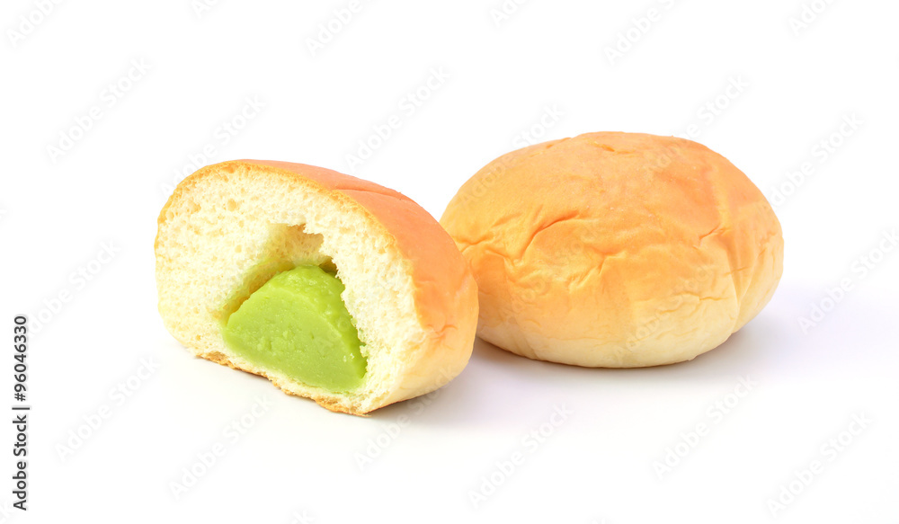 custard bread on white background