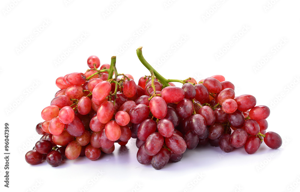 Red grapes isolated on white background