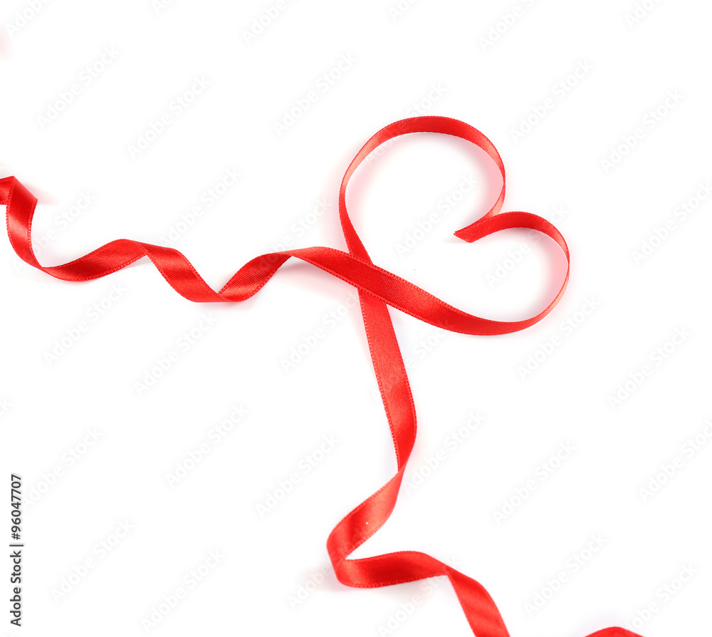 Red heart ribbon isolated on white Red heart ribbon isolated on white