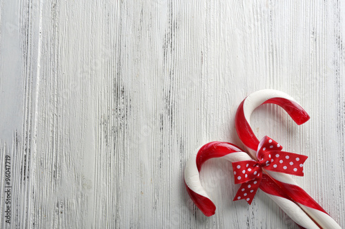 Christmas Candy Canes on table close-up