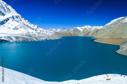 Tilicho lake ( 4,919 m ) in the Annapurna range of the Himalayas photo
