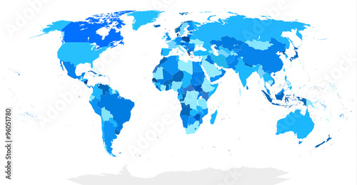 Highly Detailed Blind World Map Blue