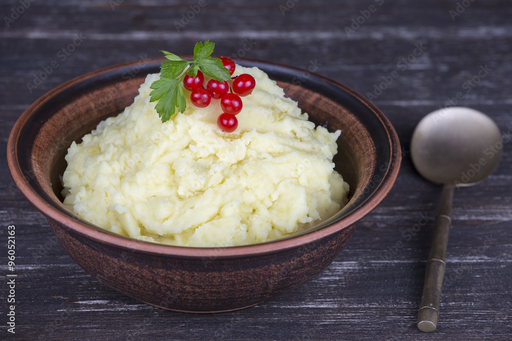 Ukrainian national dish is mashed potatoes in plate Ukrainian national dish is mashed potatoes in plate