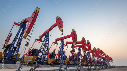 Photos working oil-rig of oilfield day and night