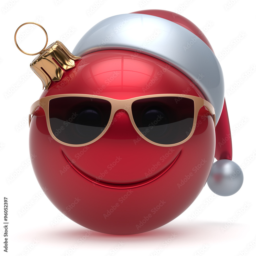 Christmas ball smiley face emoticon Happy New Year's Eve bauble ...