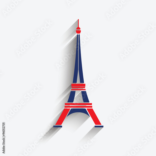 Eiffel Tower in patriotic colors. Logo icon