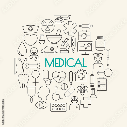 medical line icons set and Background