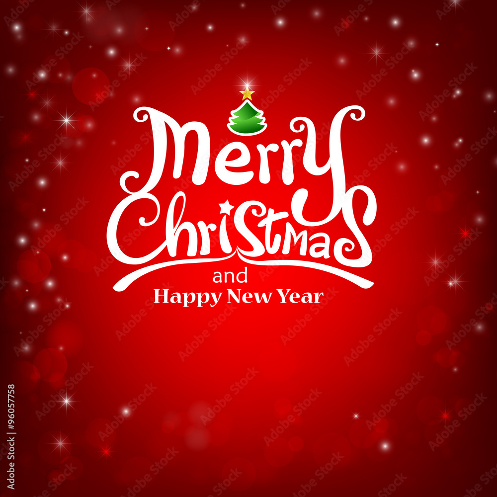 Christmas typography, handwriting Merry Calligraphic Lettering o