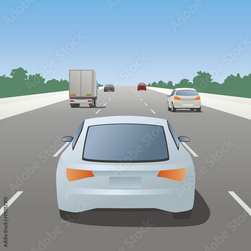motor vehicles driving on highway