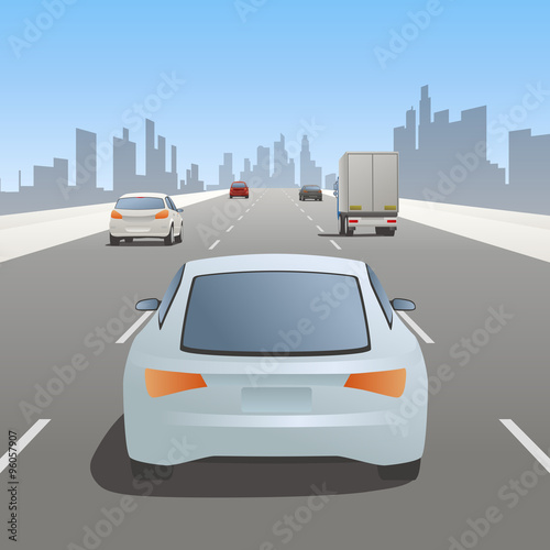 motor vehicles driving on highway