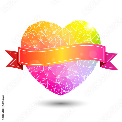 Abstract geometric colorful heart shaped valentine