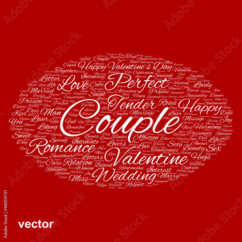 Vector conceptual Love or Valentine word cloud