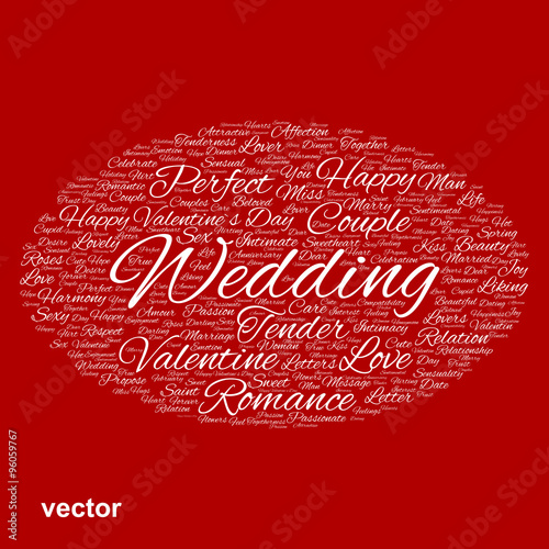 Vector conceptual Love or Valentine word cloud