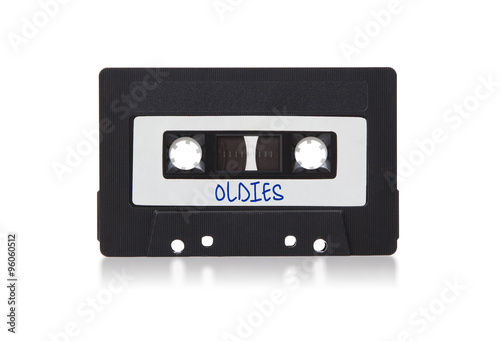 Vintage audio cassette tape, isolated on white background