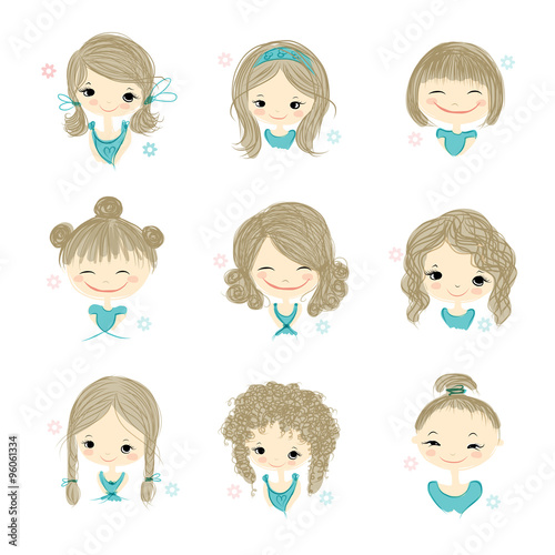 Cute girl smiling, sketch for your design