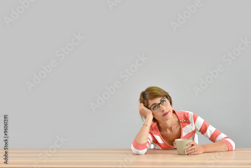 Woman being bored and tired, isolated