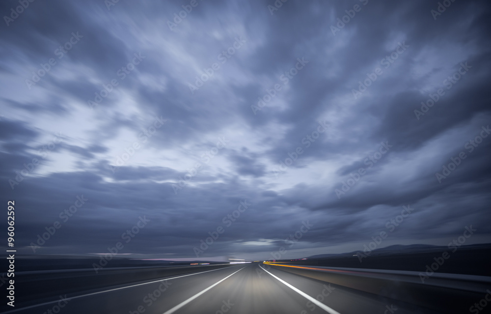 Fototapeta premium Night driving, blurred shot