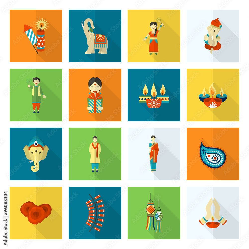 Diwali. Indian Festival Icons Diwali. Indian Festival Icons