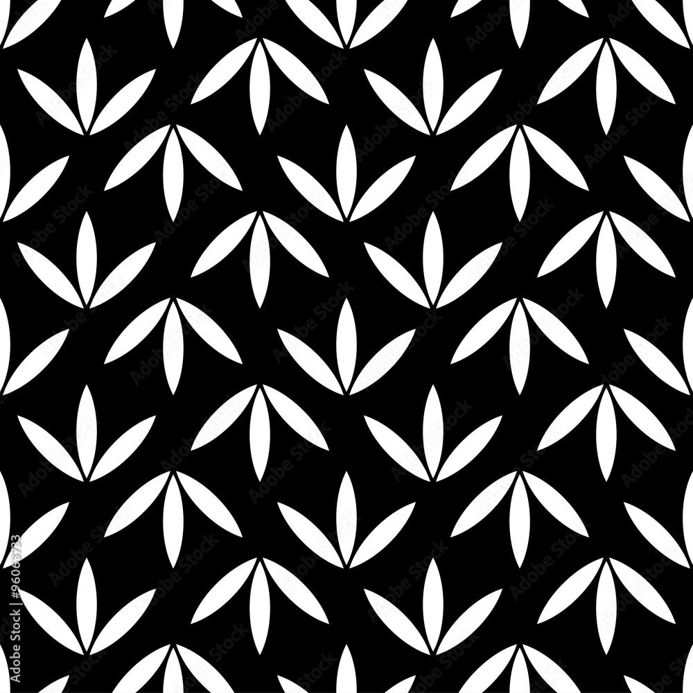 Seamless black and white decorative vector background with abstract figures