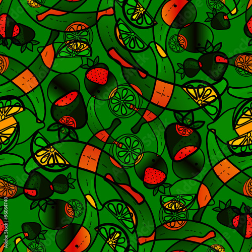 Bright seamless wallpaper with fruits