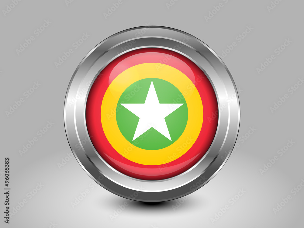 Myanmar Variant Flag. Metal Round Icon Myanmar Variant Flag. Metal Round Icon