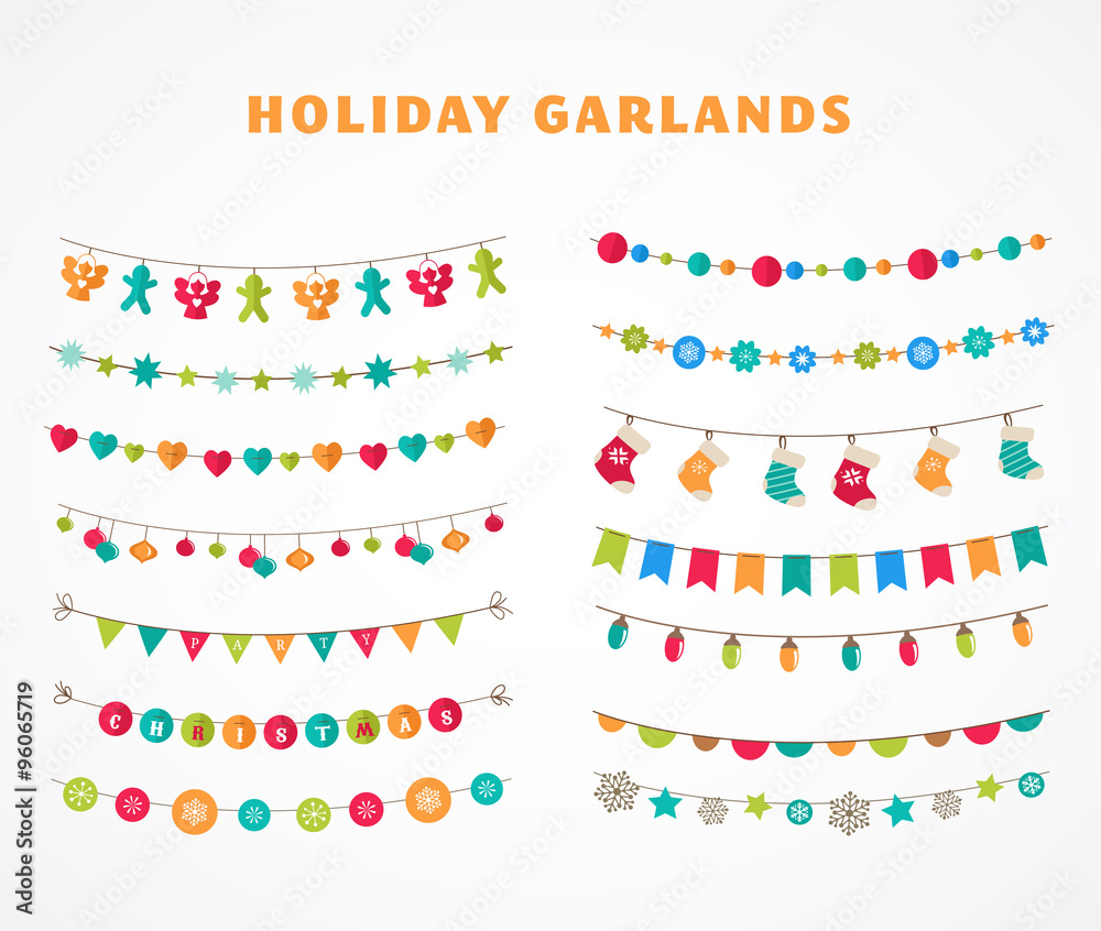 Garland - patterns, brushes, borders for Christmas and party