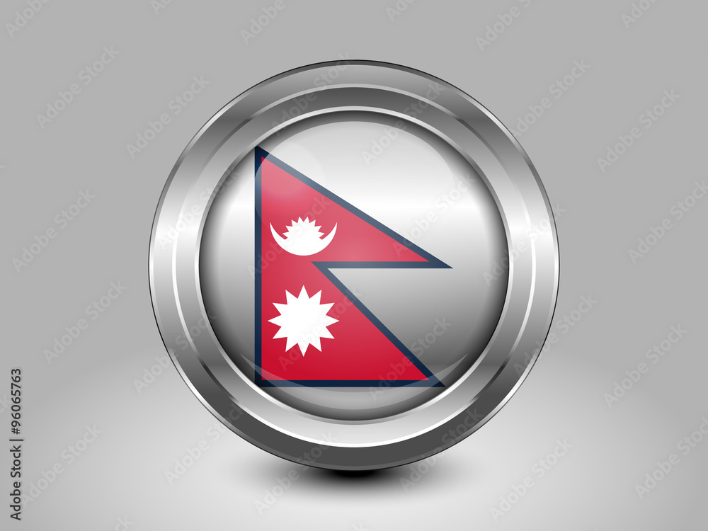 Nepal Variant Flag. Metal Round Icon Nepal Variant Flag. Metal Round Icon