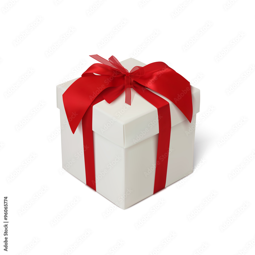 Gift box with red ribbon. Gift box with red ribbon.