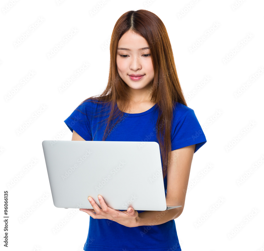 Asian Woman working with the notebook computer Asian Woman working with the notebook computer