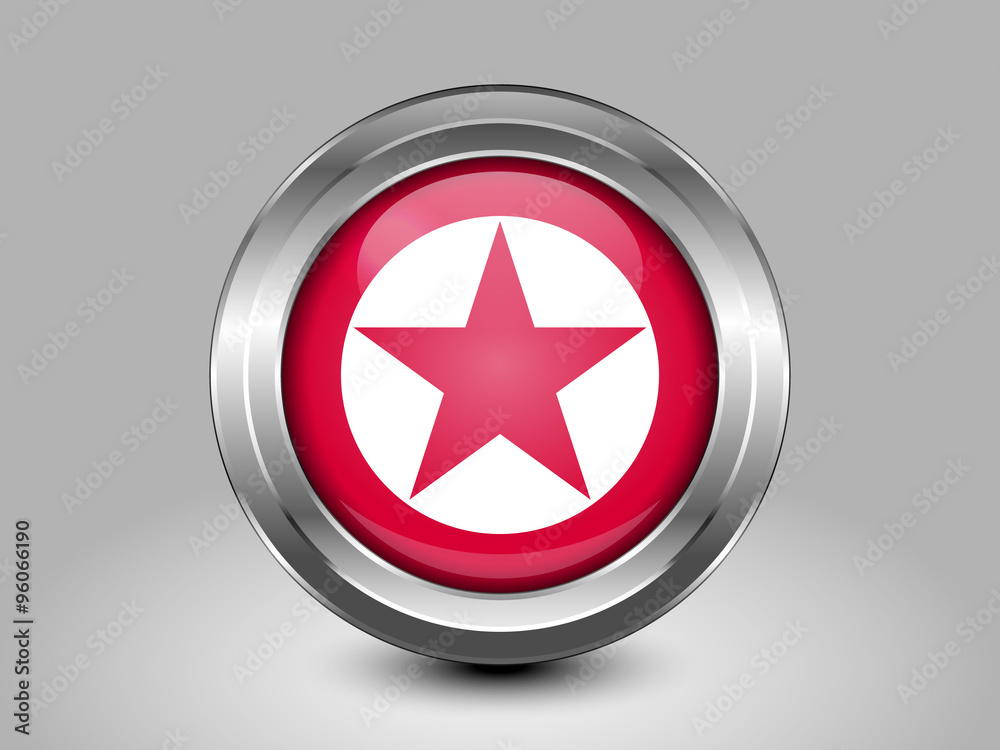 North Korea Variant Flag. Metal Round Icon North Korea Variant Flag. Metal Round Icon