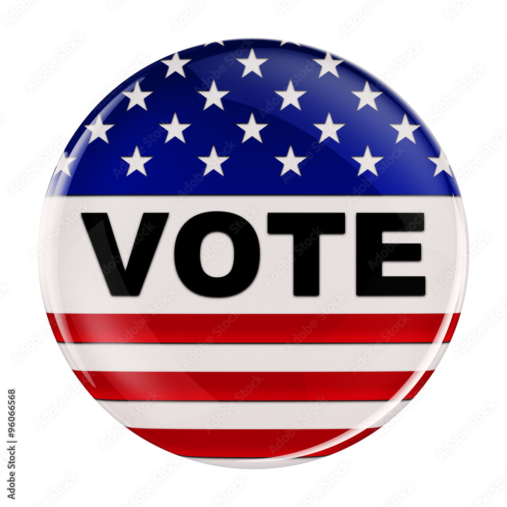 USA vote button with clipping path over white background USA vote button with clipping path over white background