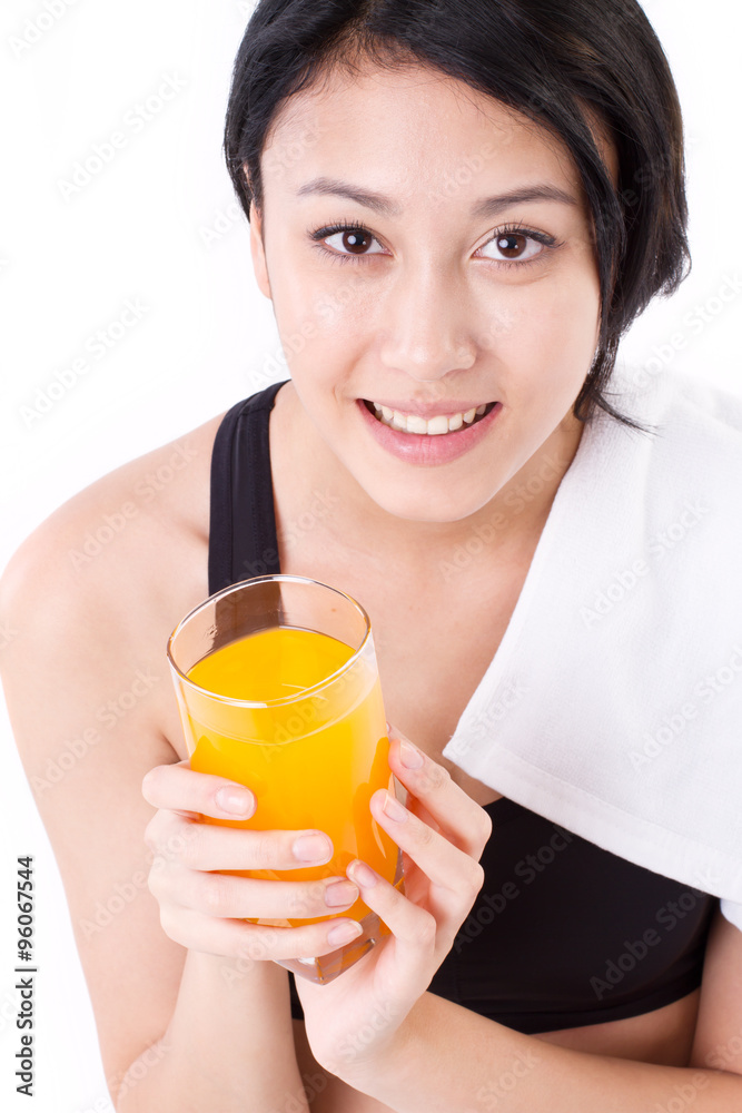 smiling, happy, healthy woman with orange juice smiling, happy, healthy woman with orange juice