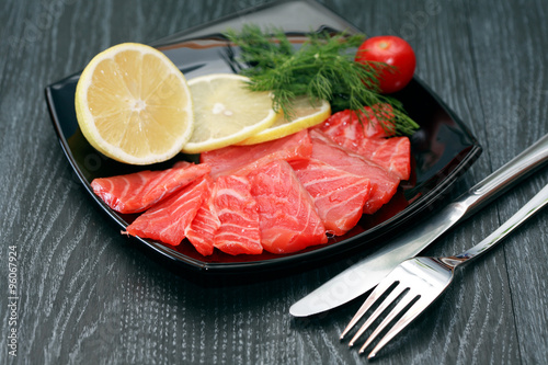 Sliced Salmon On Plate