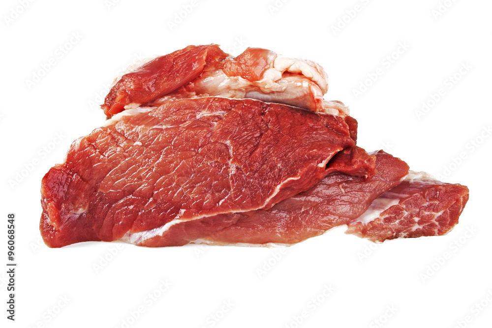 Obraz premium Crude meat on a white background
