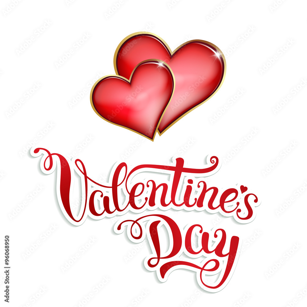 Original hand lettering Happy Valentine's day on white backgroun Original hand lettering Happy Valentine's day on white backgroun